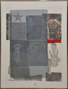 Robert Rauschenberg (1925-2008 New York) Silkscreen BACK OUT- 1979. edition 43/100. approx. 31 x: Robert Rauschenberg (1925-2008 New York) Silkscreen BACK OUT- 1979. edition 43/100. approx. 31 x 23. overall 28 x 36.
