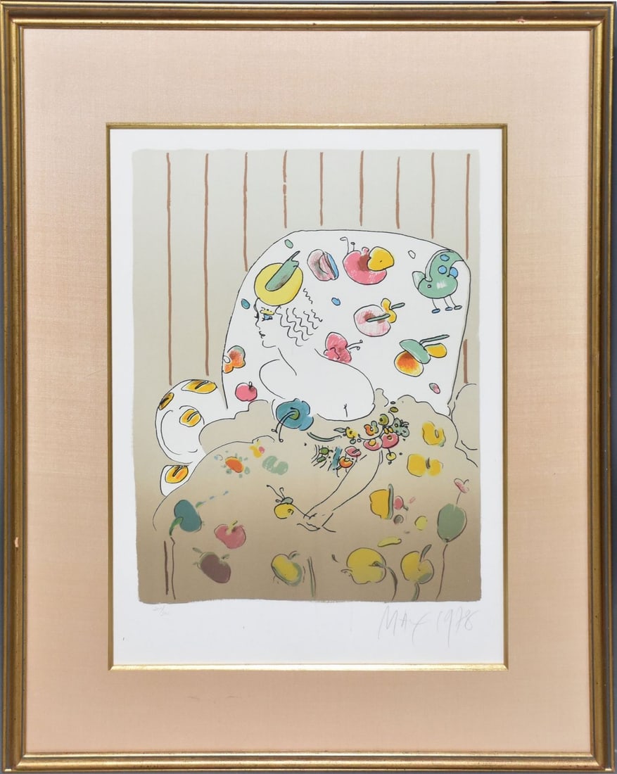 Peter Max pencil signed lithograph "Lady in Flowers" - 1978. Limited edition #211/300.  25x17-1/2 (1 of 5)