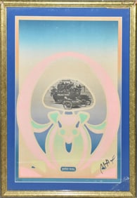 Peter Max "Keystone Cops" Rare Original Signed Poster. hand signed (cracked / broken glass 35-11/2 x
