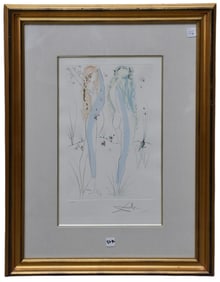 Salvador Dali Two Nudes: "Return Oshulamite" EA -Artist Proof Etching on Arches with gold dust,