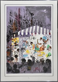 Leroy Nieman (American 1921-2012) HARLEM STREET JAZZ SCENE- 1982. pencil sign lower right AND