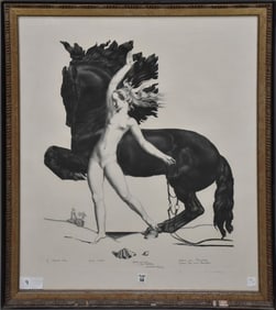 Eugene Robert Pougheon (1886 - 1955) Le Cheval Libre-Drypoint with