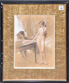 ANTOINE CALBET (French 1860-1944) Les Fumeurs - Circa 1920. Graphite on buff