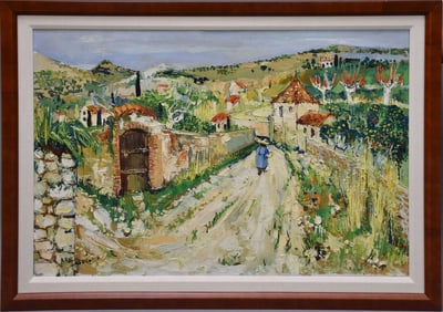 Yolande Ardissone (France Born 1927) oil on canvas, Country Village Landscape, signed lower left. 24