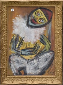 Jesus Reyes Ferreira (Mexico 1882 - 1977) Painting on paper, Loco-Clown, signed and dated lower