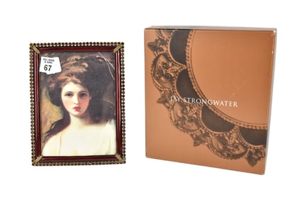 Jay Strongwater Frame, Enameled & Beaded Front, Original Box, 8"h x 6 1/2"w