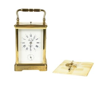 French Carriage Clock with Key, 7 1/2"h