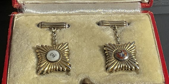 Antique Russian Empire Silver Gold Plated- Ruby Enamel