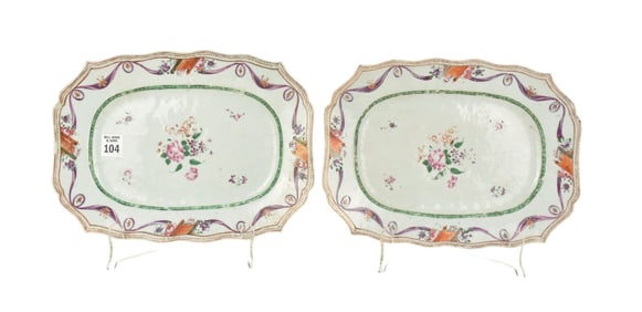 Pair Chinese Export Platters, 19th c. 12"L