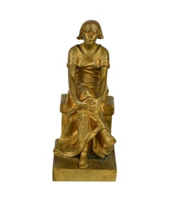 Alfred Bucher (French, 1850-1934) Gilt Bronze Figure of a Seated Woman - A gilt bronze figure of a