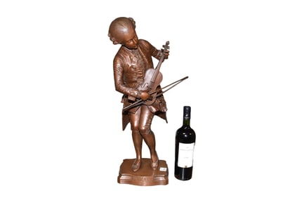 Paul Dubois (French, 1829-1905) Bronze Figure of Mozart - A patinated bronze figure of a young