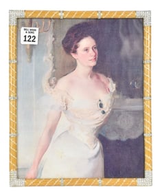 Jay Strongwater Large Frame,  Verso Jeweled Easel with Cut Out Cartouches, Enamel with Crystal