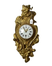 Louis XV Cartel Clock, Late 19th Century, The circular white enamel dial with Roman and Arabic