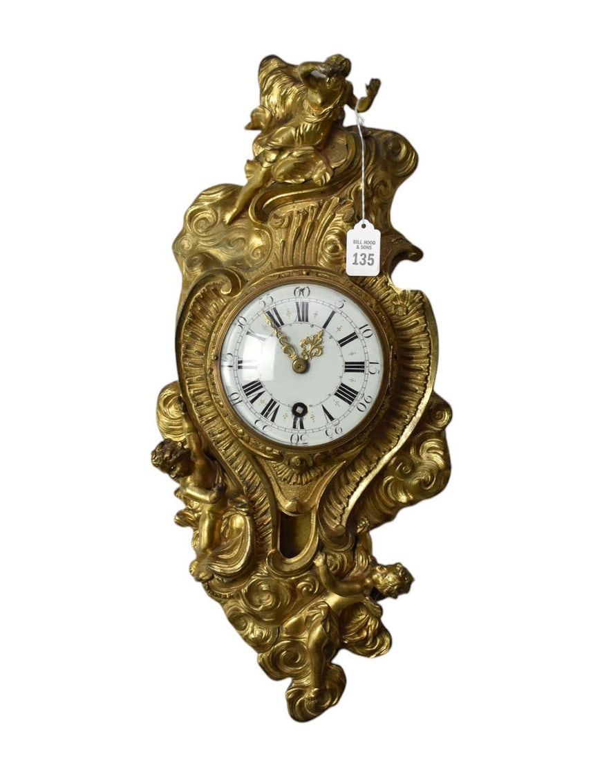 Louis XV Cartel Clock, Late 19th Century, The circular white enamel dial with Roman and Arabic (1 of 7)
