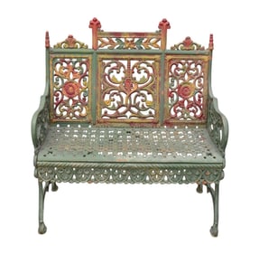 Victorian Iron Bench, 37"h x 33"w x 18"d