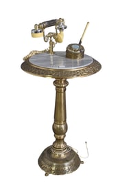 Brass & Marble Telephone Table, 29"h x 15"w