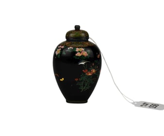 NAMIKAWA YASUYUKI (1845-1927) Cloisonne on Silver Miniature Jar - Japanese, Meiji Period, C. late