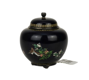 NAMIKAWA YASUYUKI (1845-1927) Miniature Cloisonne on Silver Jar - Japanese, Meiji Period, C. late
