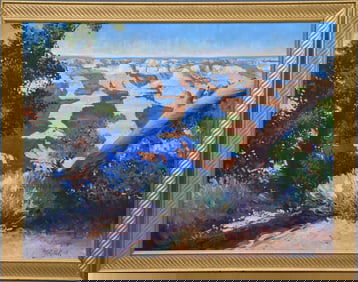 RONALD ALLEN CHEEK (American 1947-2020) Oil on Canvas, Depicting a landscape view of a canyon,