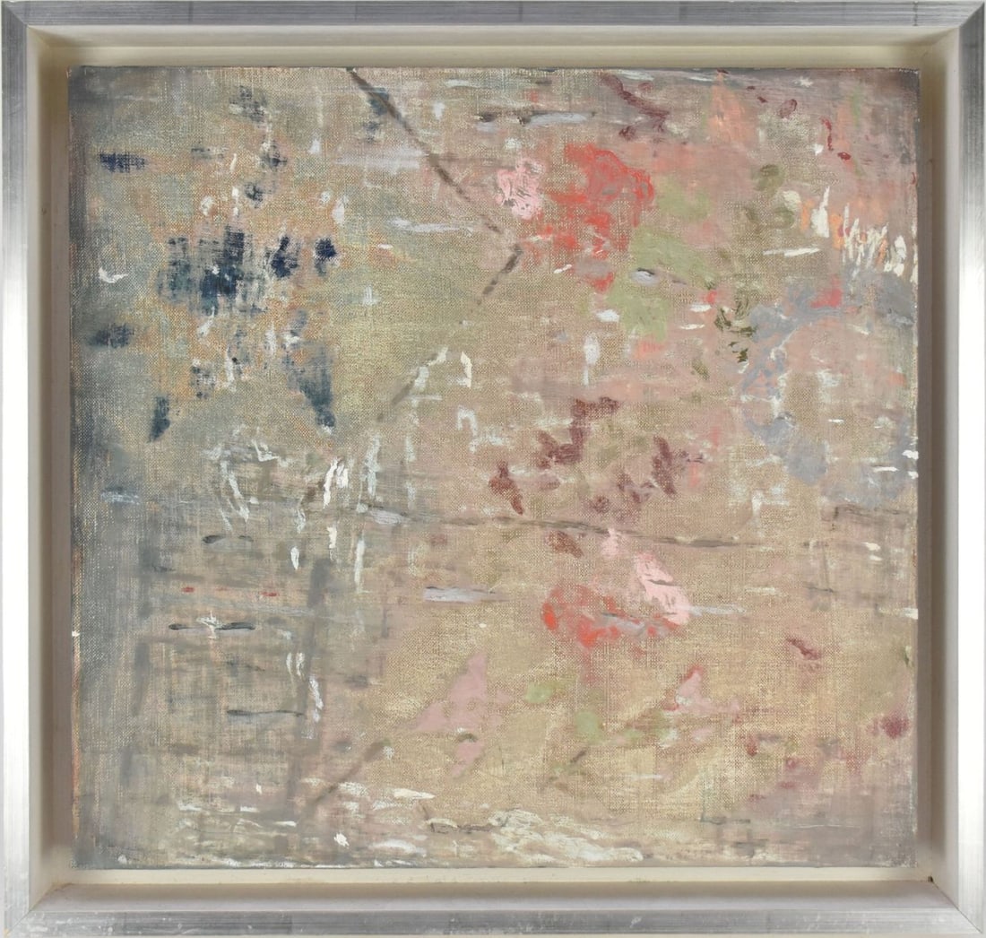 CLARE GRILL (American 21st Century) Darning -2013.  Oil on linen, Abstract composition in pastel (1 of 8)
