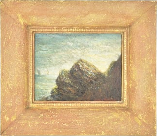 Warren Sheppard (Am. 1858 - 1937) oil on canvas,  Seascape- Hazard Rocks, canvas 8 x 10 inches.
