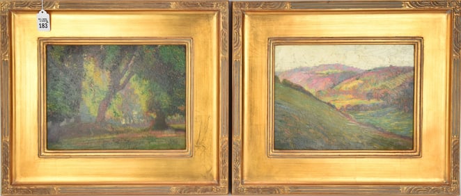 2 Landscapes:  Attributed to: Fernand L. Guey (France, 1877-1964) oil on artist board,