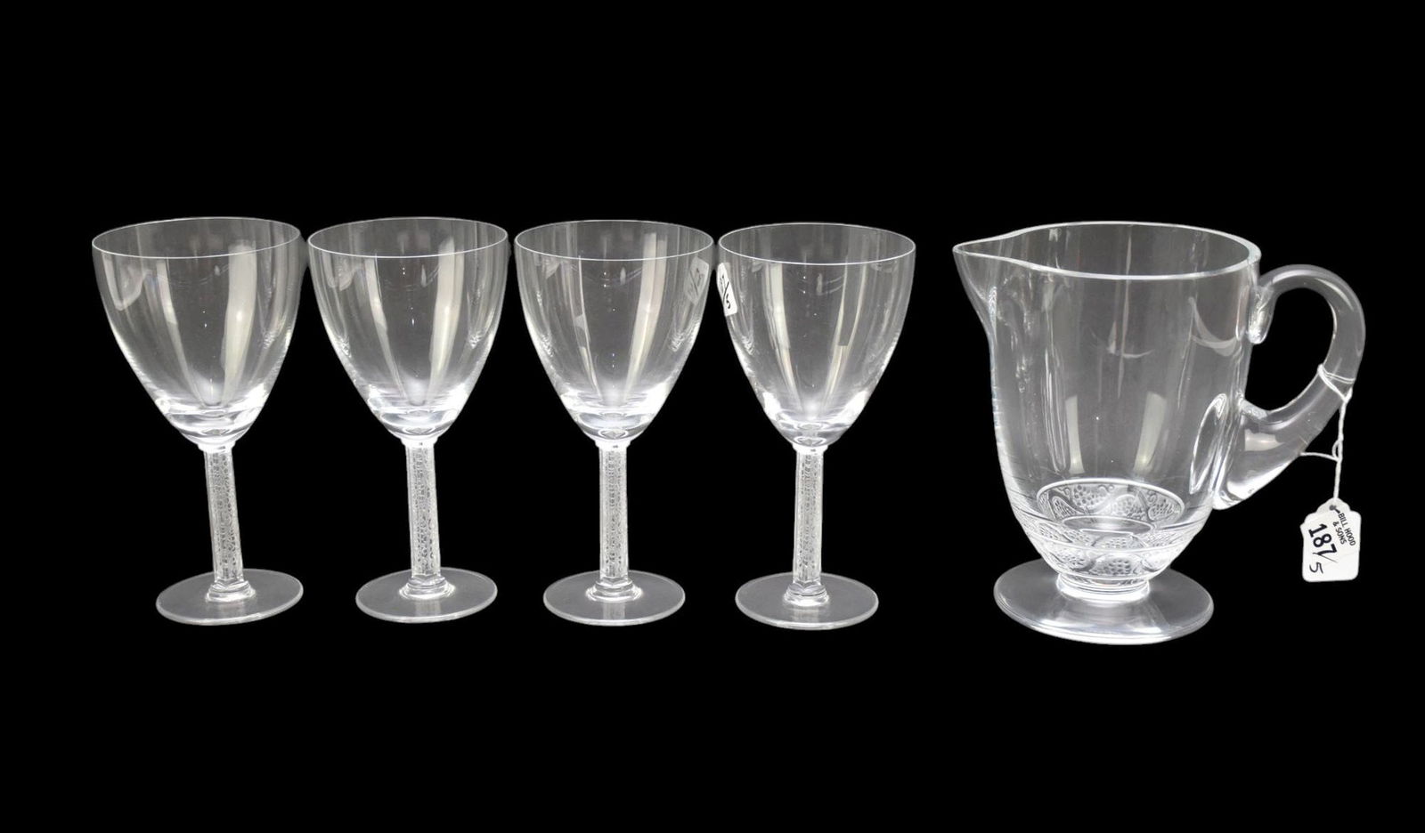 4 Lalique Crystal Stems (7 3/4"h) AND Lalique Pitcher (7 3/4"h) (1 of 8)