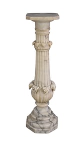 Antique Carved Marble Pedestal, 40"h