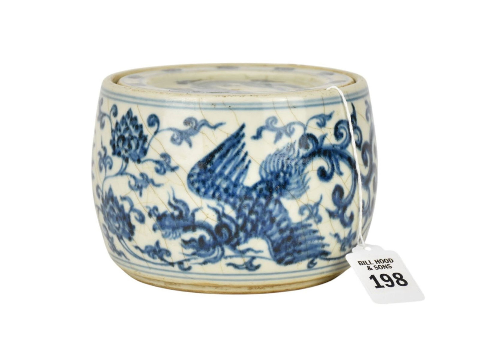 Chinese Blue & White Crackle Porcelain Covered Jar - A Ming-style porcelain vessel with cover, (1 of 9)