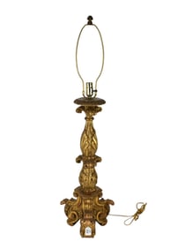Carved Giltwood Italian Lamp, 39"h top of finial