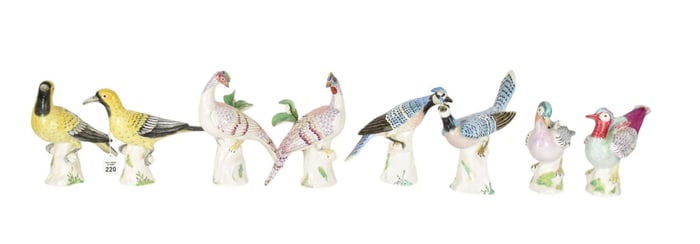 4 Pairs Porcelain Staffordshire England Birds, All Signed M. Doubell Miller, Ghinese Teal #183,