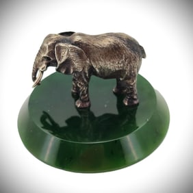 Vintage Imperial Faberge Era Silver Elephant Figure on