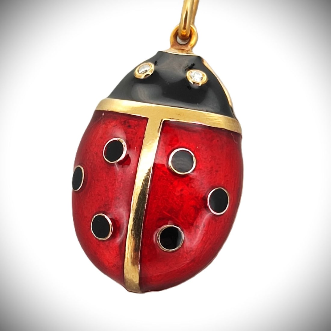 Vintage Imperial Faberge Era Rose Gold Diamond Enamel Ladybug Pendant. (1 of 5)