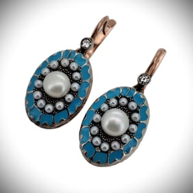 Vintage Imperial Faberge Era Rose Gold Diamond Pearl