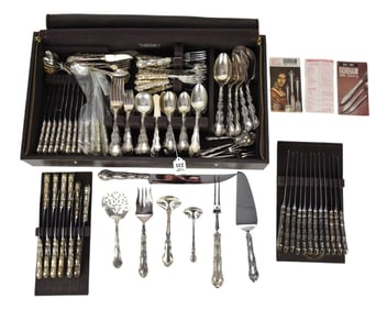 Gorham Sterling Flatware Set, Strasbourg Pattern, incl; 12 Dinner Knives (12 1/2"L), 12 Fish/Fruit
