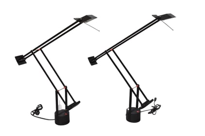 Pair Tizio Modern Adjustable Lamps, Italian Designer Richard Sapper 1972, Made by Artemide, 44.5"H