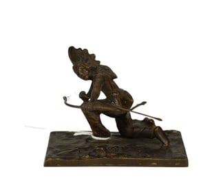 Carl Kauba (Austrian, 1865-1922) Bronze Native American Archer - A patinated bronze figure of a