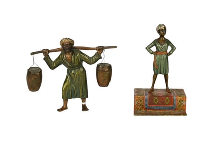 Two Austrian Cold-Painted Bronze Orientalist Figures - Two antique Austrian cold painted bronze