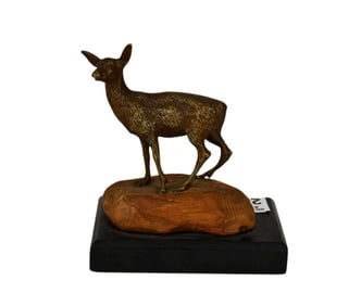 Antique Geschutzt Vienna Bronze Deer Figure -An Austrian bronze deer / doe figure. Marked Geschutzt