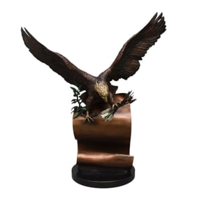 Lorenzo Ghiglieri (American, 1931-2020) "The American Patriot" Eagle Bronze Sculpture - C. 2006. A