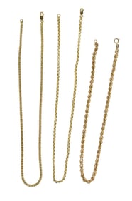 3 14K Yellow Gold Necklaces. Wt. 28.2 grams Size 15" - 18"