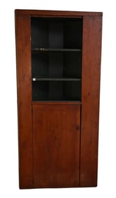 Pine 19th c. Corner Cupboard with Painted Interior, 31"h x 38"w x 16"d