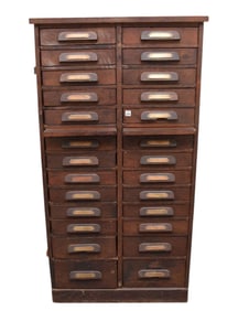 26 Drawer Oak Industrial Office File Cabinet, 59"h x 30"w x 21"d
