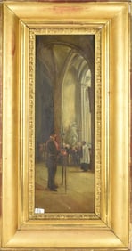 JEAN BAPTISTE-EDOUARD BAL (French 1825- 1898) Oil on canvas, Depicts church scene with parishioners,