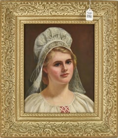 Jean Paul Selinger (1850 - 1909) 19th century oil on canvas portrait of a young girl 14 x 11 1/4“