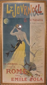 Le Journal "Rome" Emile Zola Original  French Lithograph Poster, C. 1899 -  Original large-scale