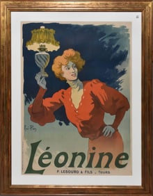 Antique French Advertising Poster Le' onine. Overall frame size 61 x 47 site size approximately 48 x