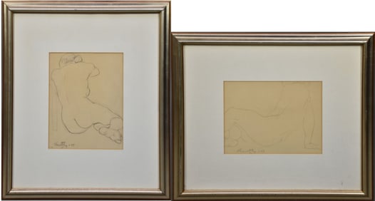 Norman Narotzky (Am. b. 1928) Two Pencil Drawings Nude Studies. Signt size 12 x 10 inches each and