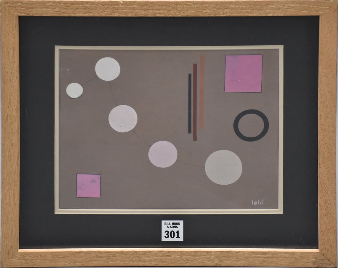 Lolo Soldevilla ( Cuba 1901 - 1971) oil on board- Geometric Composition, approx. 10-1/4 x 8 inches (1 of 5)