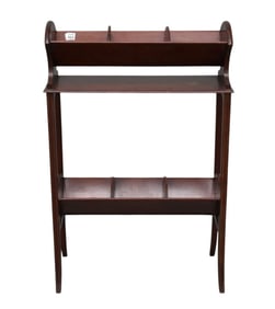 Mahogany Diminutive Bookstand / Book- Trough with Inlay Design, 33 1/2"h x 22"w